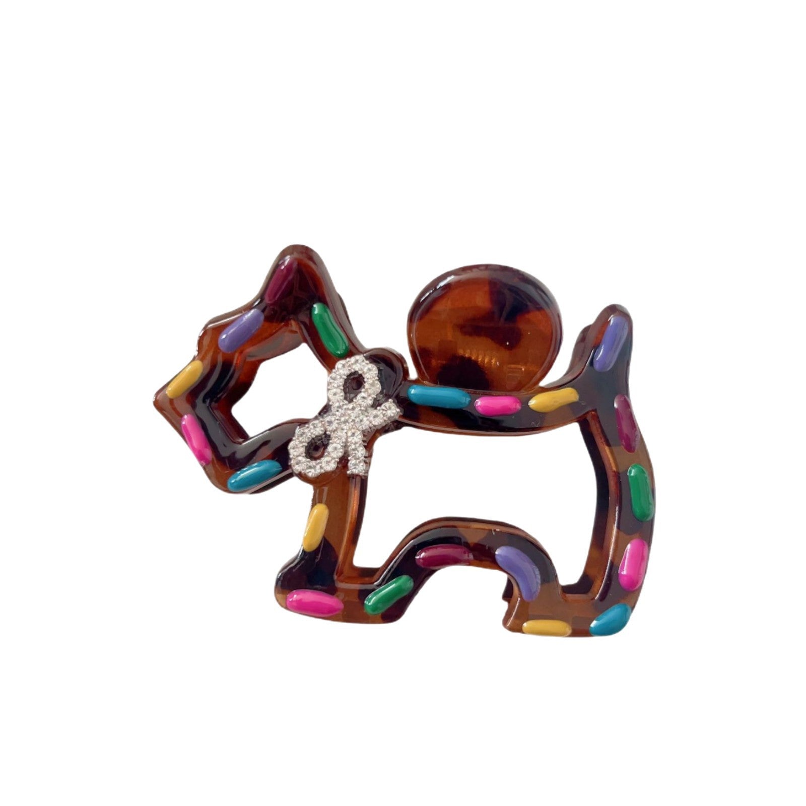 Rainbow Drops - Dog-shaped Mini Hair Claw Clip