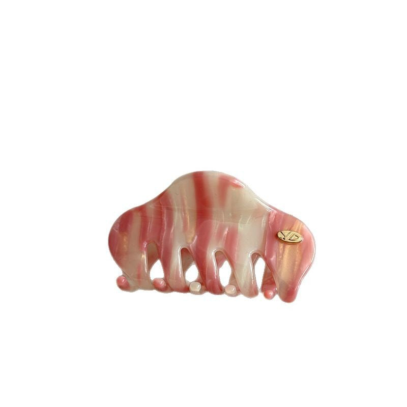 🎀 Strawberry Taffy - Pink Marble Hair Clip